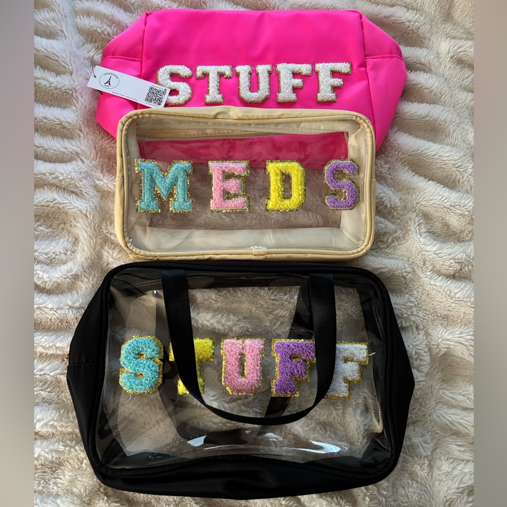 Pink, Black, and Cream Women's Bags Set
